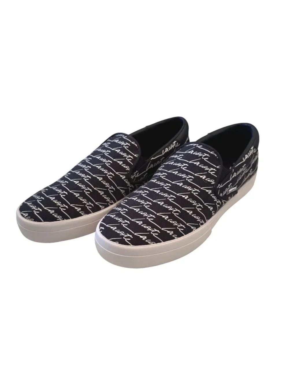 Lacoste Jump Serve Size 11.5 Canvus Slip On Black White NWB